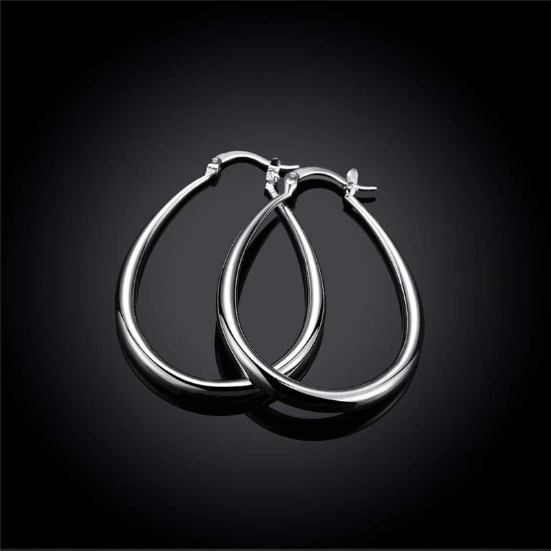 DOTEFFIL 925 Sterling Silver Smooth Solid Circle U Round Hoop Earring For Women Wedding Engagement Party Fashion Jewelry