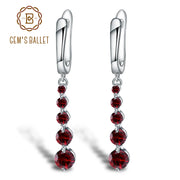 GEM'S BALLET 2.67Ct Natural Red Garnet Gemstone Drop Earrings Genuine Pure 925 Sterling Silver Earrings Fine Jewelry For Women