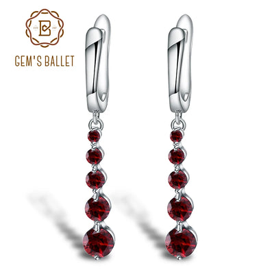 GEM'S BALLET 2.67Ct Natural Red Garnet Gemstone Drop Earrings Genuine Pure 925 Sterling Silver Earrings Fine Jewelry For Women