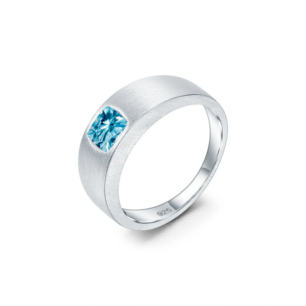 GEM'S BALLET 925 Sterling Silver Cushion Cut Men’s Ring – Bold & Timeless