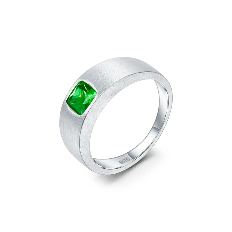 GEM'S BALLET 925 Sterling Silver Cushion Cut Men’s Ring – Bold & Timeless