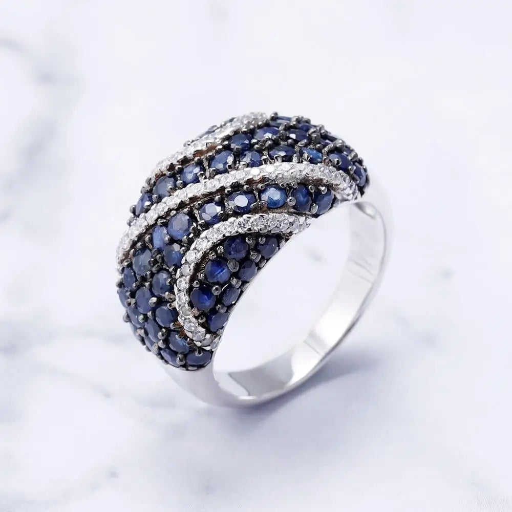 GEM'S BALLET Natural Blue Sapphire Ring 925 sterling silver Natural Gemstone Rings For Women Gift Vintage Fine Jewelry