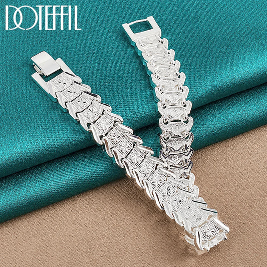 Add Timeless Elegance with DOTEFFIL 925 Sterling Silver Watchband Network Heart Bracelet Chain