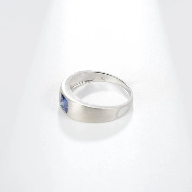 GEM'S BALLET 925 Sterling Silver Cushion Cut Men’s Ring – Bold & Timeless