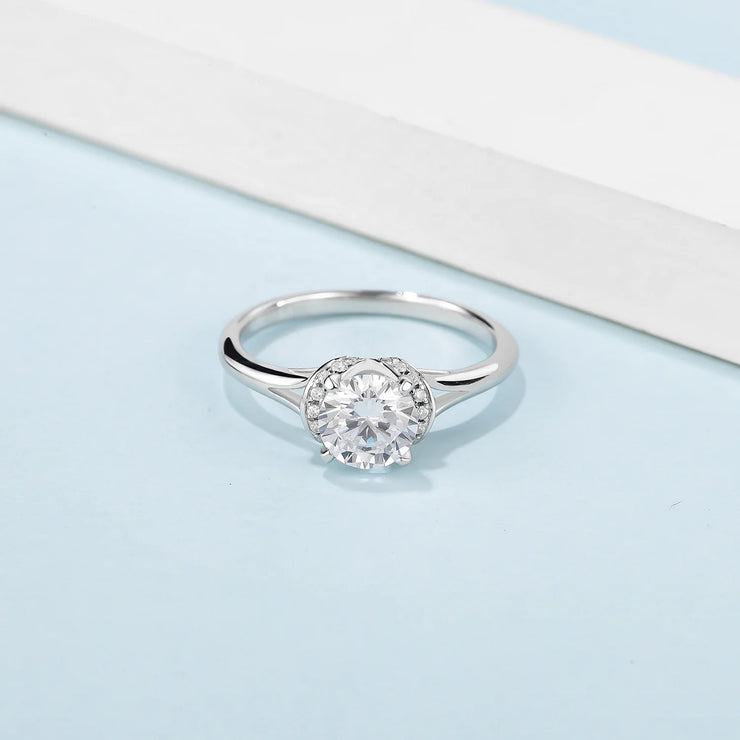 GEM'S BALLET 1Ct Moissanite Sterling Silver Ring – Timeless Elegance