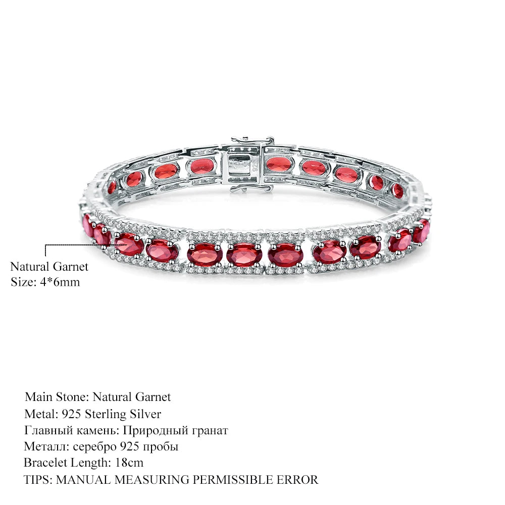 Gem's Ballet 925 Sterling Silver Bracelet 16.80Ct Natural Red Garnet Gemstone Bracelets & Bangles For Women Wedding Fine Jewelry