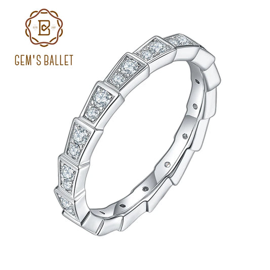 GEM'S BALLET 925 Sterling Silver Moissanite Ring – Timeless Brilliance