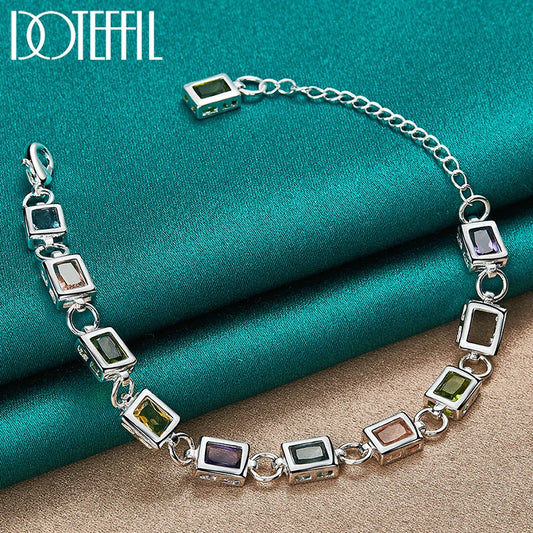 DOTEFFIL 925 Sterling Silver Multi-Color AAA Zircon Bracelet