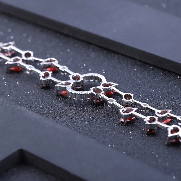 GEM'S BALLET 14.74Ct Natural Red Garnet Gemstone Link Bracelet 925 Sterling Silver Bracelets & Bangles for Women Wedding Jewelry