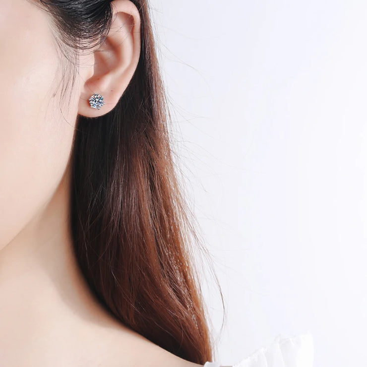 GEM'S BALLET Gold & Silver Moissanite Stud Earrings – Timeless Sparkle