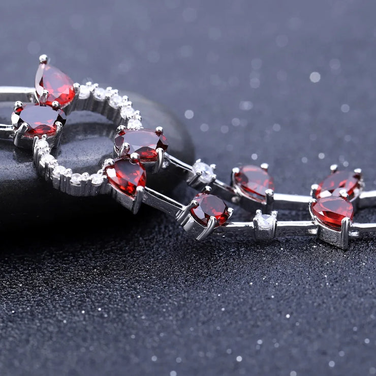 GEM'S BALLET 14.74Ct Natural Red Garnet Gemstone Link Bracelet 925 Sterling Silver Bracelets & Bangles for Women Wedding Jewelry
