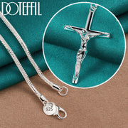 DOTEFFIL 925 Sterling Silver Jesus Cross Pendant Necklace 16/18/20/22/24/26/30 Inch Chain For Woman Man Charm Wedding Jewelry