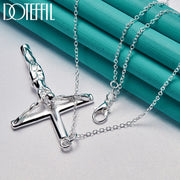 DOTEFFIL 925 Sterling Silver Jesus Cross Pendant Necklace 16/18/20/22/24/26/30 Inch Chain For Woman Man Charm Wedding Jewelry