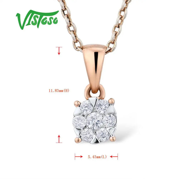 VISTOSO Gold Pendants For Women Authentic 14K 585 Rose Gold Sparkling Round Diamond Simple Elegant Wedding Band Fine Jewelry