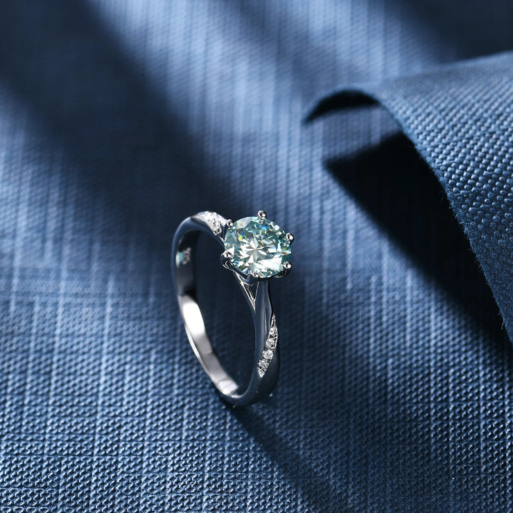 GEM'S BALLET 1.0Ct 6.5mm Round Lace Design Moissanite Engagement Ring with Claw Prongs 585 14K 10K 18K Gold 925 Silver Ring