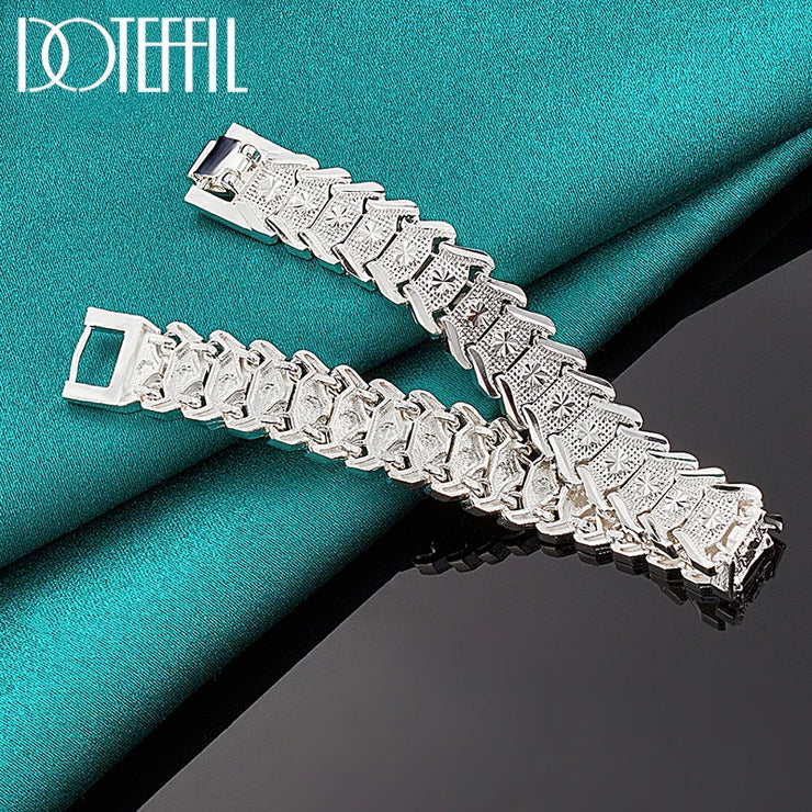 Add Timeless Elegance with DOTEFFIL 925 Sterling Silver Watchband Network Heart Bracelet Chain