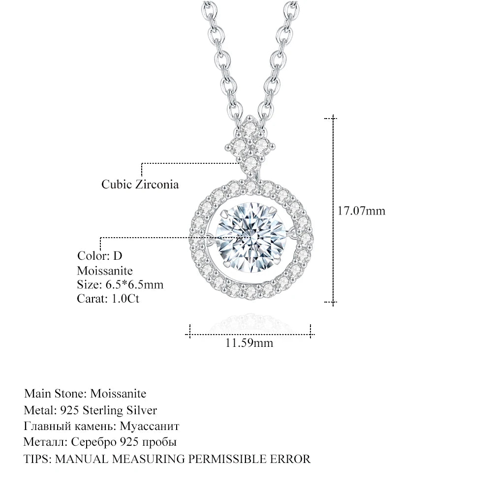 GEM'S BALLET Moissanite Pendant Necklace 925 Sterling Silver Jewelry for Women Diamond with Twinkle Setting