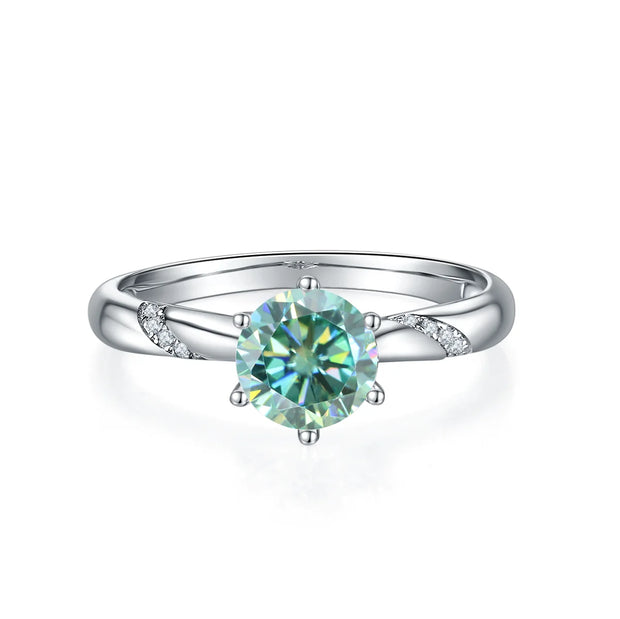 GEM'S BALLET 1.0Ct 6.5mm Round Lace Design Moissanite Engagement Ring with Claw Prongs 585 14K 10K 18K Gold 925 Silver Ring
