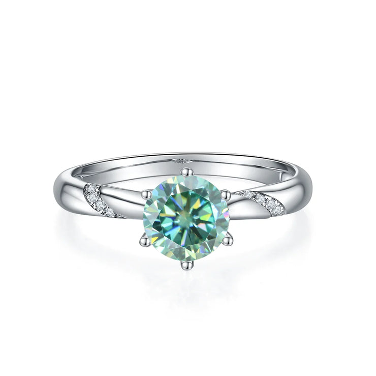 GEM'S BALLET 1.0Ct 6.5mm Round Lace Design Moissanite Engagement Ring with Claw Prongs 585 14K 10K 18K Gold 925 Silver Ring