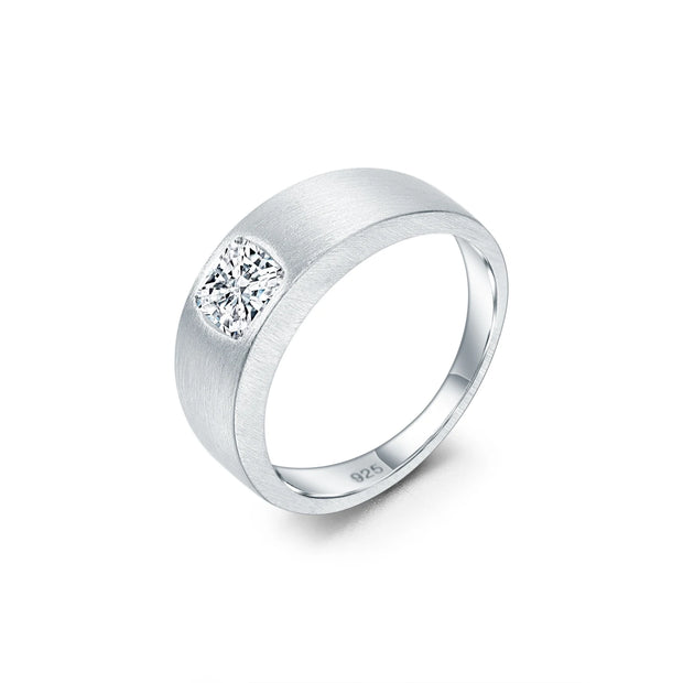 GEM'S BALLET 925 Sterling Silver Cushion Cut Men’s Ring – Bold & Timeless