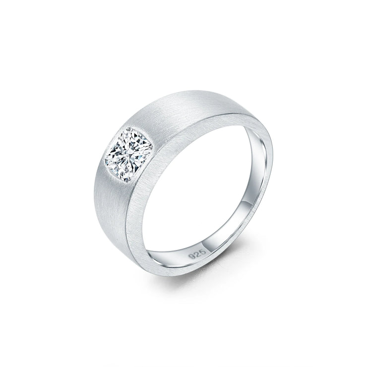 GEM'S BALLET 925 Sterling Silver Cushion Cut Men’s Ring – Bold & Timeless