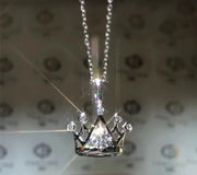 Crown-Style Moissanite Necklace in 925 Sterling Silver