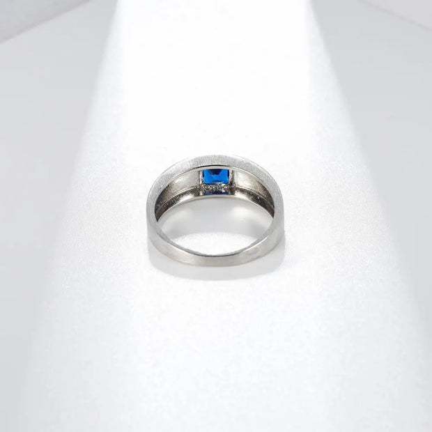 GEM'S BALLET 925 Sterling Silver Cushion Cut Men’s Ring – Bold & Timeless