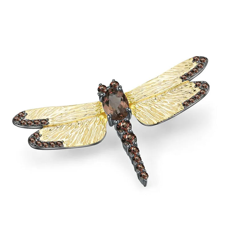 GEM'S BALLET 1.41Ct Natural Sky Blue Topaz Brooch 925 Sterling Sliver Handmade Design Dragonfly Brooches For Women Fine Jewelry
