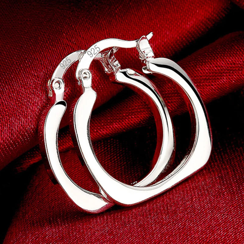 DOTEFFIL 925 Sterling Silver Flat Square Hoop Earrings – Sleek & Modern