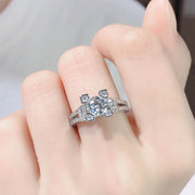 GEM'S BALLET 925 Sterling Silver Moissanite Ring 1ct Round & Baguette Moissanite Engagement Ring Setting For Women Wedding