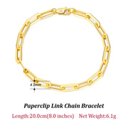 ORSA JEWELS 14K Gold Plated Genuine 925 Sterling Silver Paperclip Neck Chain 6/9.3/12mm Link Necklace for Women Men Jewelry SC39
