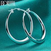 DOTEFFIL 925 Sterling Silver 36mm Smooth Hoop Earrings – Timeless Elegance