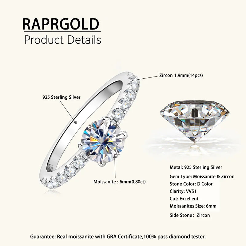 RAPRGOLD GRA Certified Moissanite Promise Ring