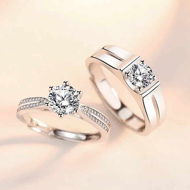 COSFIX 2023 Moissanite Diamond Rings For Couple 1ct Round Cut Women Moissanite Diamond Ring Wedding Moissanite Rings For Men