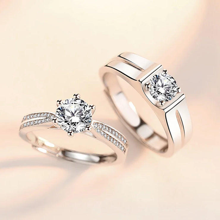 COSFIX 2023 Moissanite Diamond Rings For Couple 1ct Round Cut Women Moissanite Diamond Ring Wedding Moissanite Rings For Men