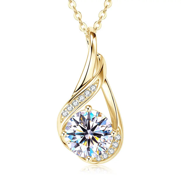 RAPRGOLD 2.0CT Moissanite Classic Pendant Necklace