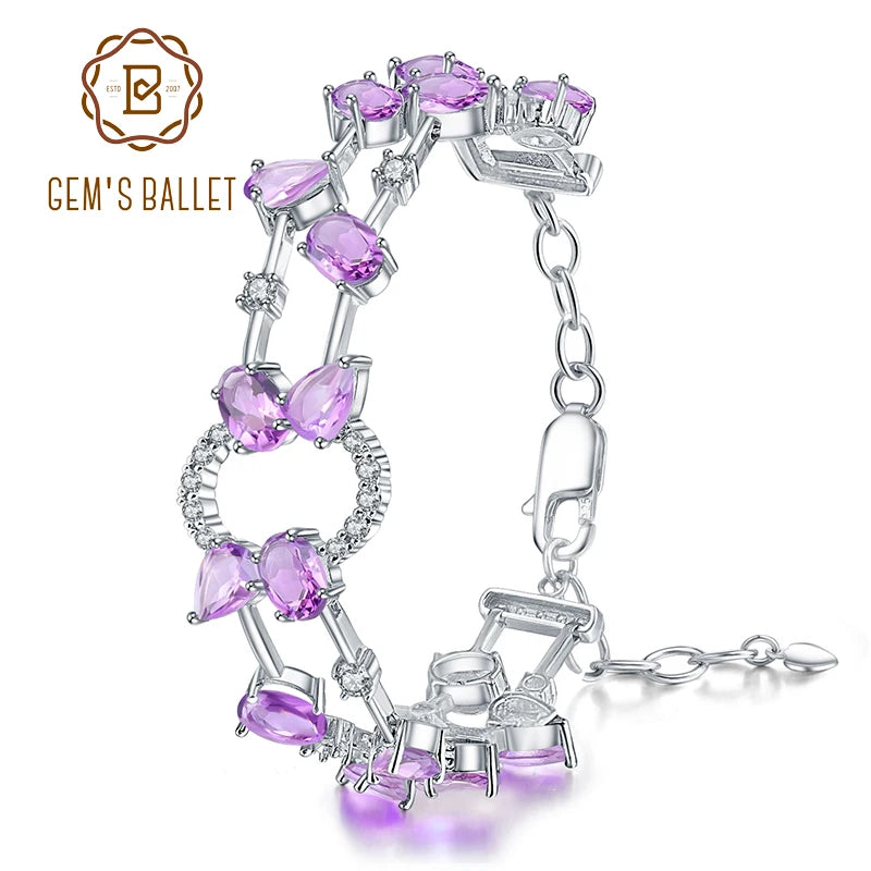 GEM'S BALLET Multicolor Garnet & Quartz Silver Bracelet