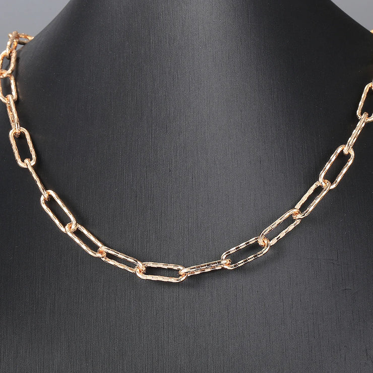 20/24inch 585 Rose Gold Color Necklace For Women Girls Paperclip Link Chain Necklace Vintage Jewelry Gifts CN60