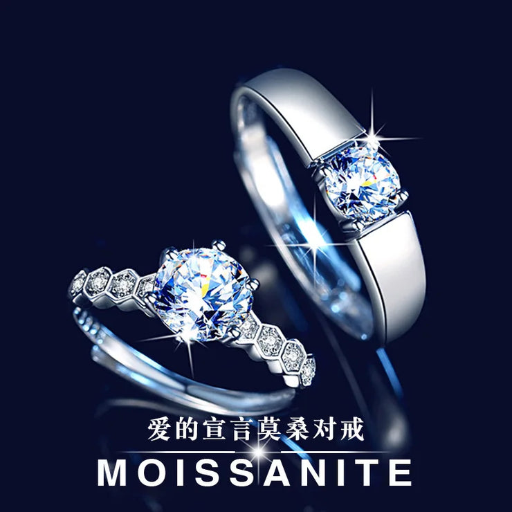 COSFIX 2023 Moissanite Diamond Rings For Couple 1ct Round Cut Women Moissanite Diamond Ring Wedding Moissanite Rings For Men