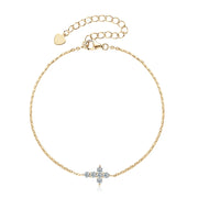RAPRGOLD Round Cut  Moissanite Bracelet for Women 925 Sterling Silver Cross Charm Bracelets Chain Wedding Fine Jewelry pulseras