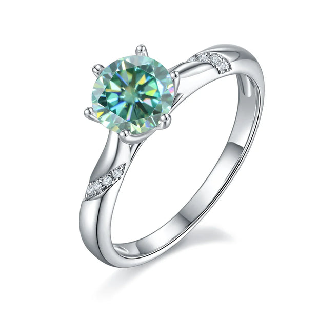 GEM'S BALLET 1.0Ct 6.5mm Round Lace Design Moissanite Engagement Ring with Claw Prongs 585 14K 10K 18K Gold 925 Silver Ring