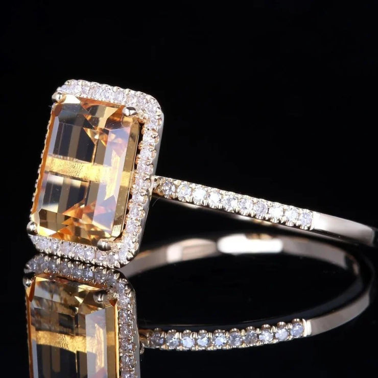 WEGARSTI Natural Yellow Citrine Silver Ring