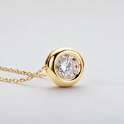 RAPRGOLD 925 Sterling Silver Ladies Necklaces 6.5mm/8mm/9mm Round Moissanite Pendant Necklace for Fine Fashion Jewelry Gifts