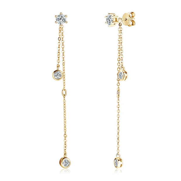 Sterling Silver Moissanite Tassel Stud Earrings
