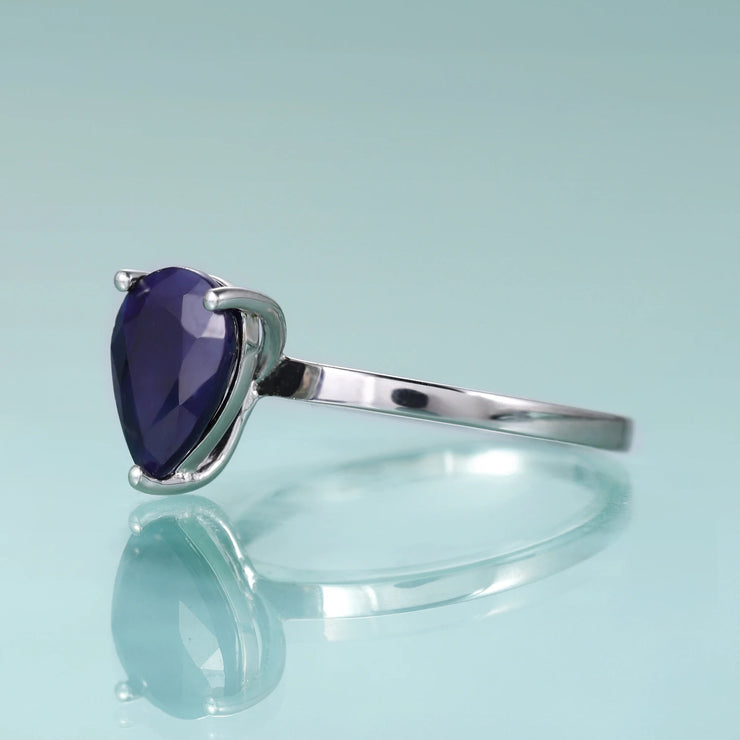 GEM'S BALLET Pear-Shaped Blue Sapphire Solitaire Ring