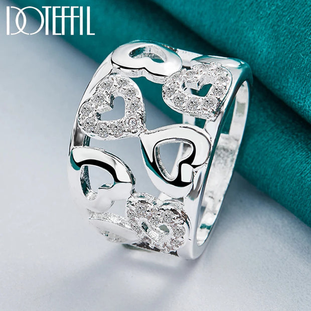DOTEFFIL 925 Sterling Silver Heart Zircon Ring – Timeless Elegance