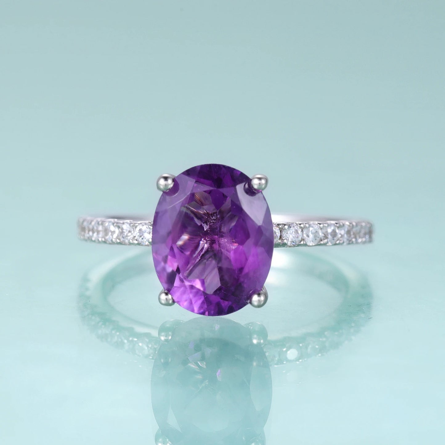 GEM'S BALLET Vintage Amethyst Gemstone Engagement Ring 925 Sterling Silver Rose Gold Rings For Women Birthstone Jewelry