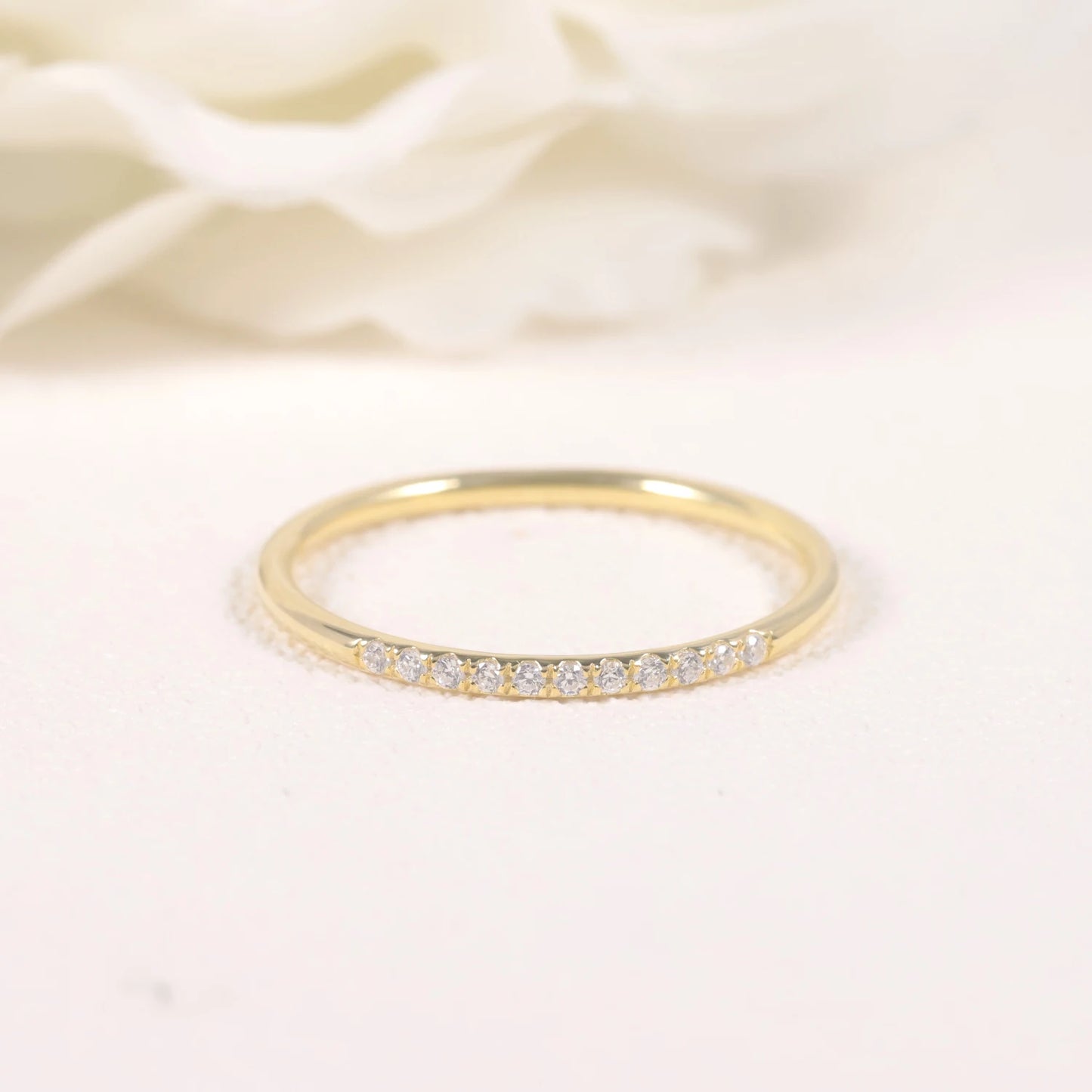 GEM'S BALLET 925 Sterling Silver Moissanite Eternity Wedding Band – Classic Elegance