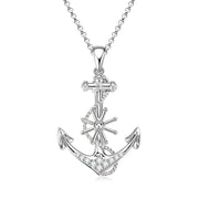 RAPRGOLD Round Moissanite Anchor Pendant Necklace S925 Sterling Silver Fashion Exquisite Necklaces for Men Women Jewelry Gifts