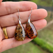 Yoowei 925 Sterling Silver Natural Amber Drop Earrings – Timeless Beauty